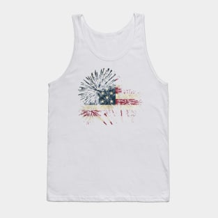 Happy July 4th American USA Flag Colorful Fireworks Tank Top